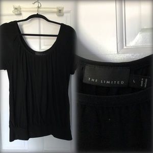 Slinky material wide neck top